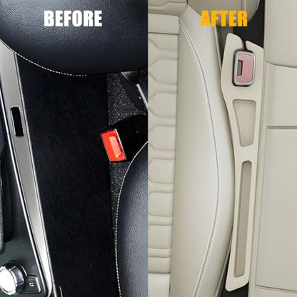 Car Seat Gap Filler, 2PCS Crevice Blocker Stopper Between Vehicle Seat Console, No Drop Automotive Fill Crevice Guard Interior Accessories, Universal for SUV Truck Sedan (Beige) - color: Beige