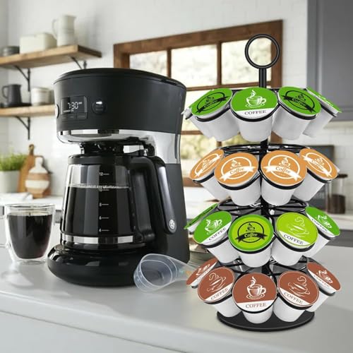 KIMIUP Coffee Pod Holder, K Cup Organizer Compatible with K-Cups(36 Pods), Kitchen Detachable Coffee Pod Organizer for Countertop, Spins 360-Degrees - color: Black