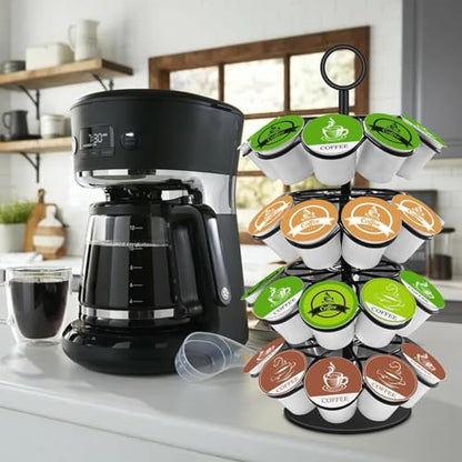 KIMIUP Coffee Pod Holder, K Cup Organizer Compatible with K-Cups(36 Pods), Kitchen Detachable Coffee Pod Organizer for Countertop, Spins 360-Degrees - color: Black