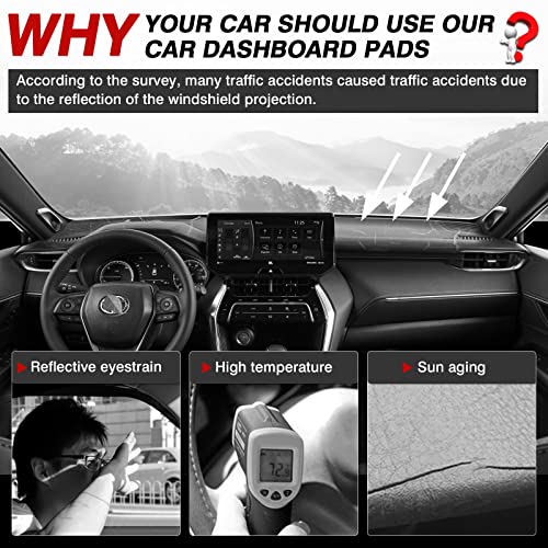 Autorder Dashboard Cover Mat for 2021 2022 2023 2024 Toyota Venza Accessories Dash Cover Flannel Dash Mat Sunshade Glare UV Rays Protector - size: 2021-2024 Toyota Venza