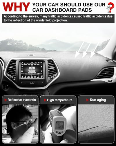 Autorder Dashboard Cover Mat for 2014-2023 Jeep Cherokee Accessories Dash Cover Flannel Dash Mat Sunshade Glare UV Rays Protector (Not Fit Grand Cherokee) - size: 2014-2023 Jeep Cherokee
