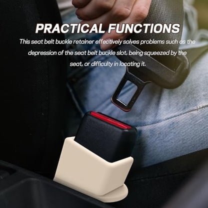 2PCS Car Seat Belt Buckle Holder, Easy Access Silicone Auto Seatbelt Buckle Booster, Seat Belt Buckles Fixer Cover Makes Receptacle Stand Upright Buckling for Kids, Car Accessories (Khaki) - color: Khaki