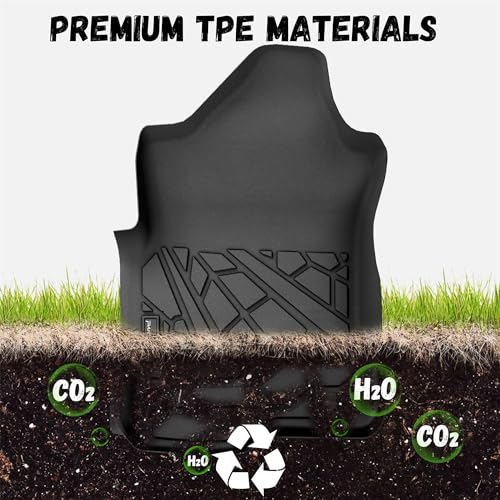 Floor Mats for 2019-2025 2026 Ram 2500/3500 Crew Cab w/Bucket Seats (Not for PTO KIT Models), All Weather TPE Car Mats for Dodge Accessories Non-Slip Floor Liners (NOT Mega Cab)