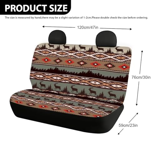 WELLFLYHOM Native Deer Car Seat Covers Rear Bench Seat Cover Aztec Tribal Car Accessories Universal Rear Seats Protective Cover for Trucks SUV - color: Aztec Native Deer