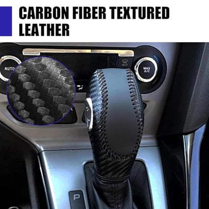 Gear Shift Cover, Breathable Anti-Scratch Gear Shift Knob Cover, Anti-Slip Carbon Fiber Auto Transmission Lever Decoration, Compatible with Focus Fiesta Escape Transit EcoSport (Black)