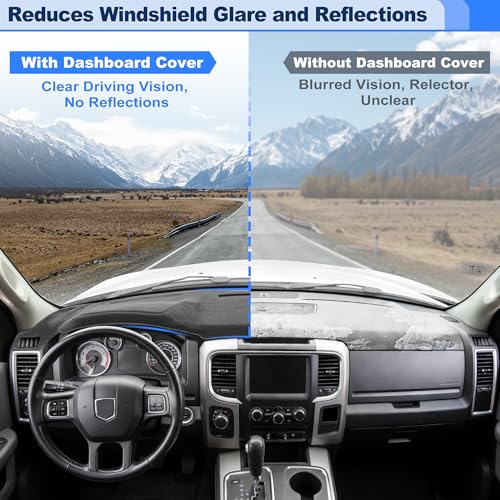 Dashboard Cover for Dodge for Ram 1500 2500 3500 2010-2018 Interior Dash Cover Mat Pad Carpet Non-Slip Dashboard Protector Sunshine UV & Heat Resistant Black - style: for Dodge for Ram 1500 2500 3500 2010-2018