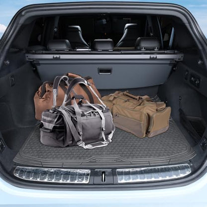 CAR PASS Gray Rubber Car Floor Mats & Cargo Liners, Durable Anti-Slip 3D Rhombus Waterproof Automotive Pad Trim Fit Liner All-Weather Trunk Mats Full Set Universal Fit Auto Van Sedan SUV Truck Gray - color: Light Gray