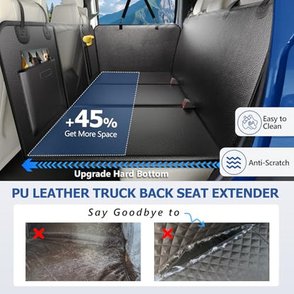 Btefd XL Truck Back Seat Extender for Dogs, Upgraded Anti-Scratch PU Leather, Dog Car Seat Cover for Back Seat with Hard Bottom, Pet Seat Covers for Trucks, Waterproof Dog Hammock for Crew Cab Truck - size: For Full Size Crew Cab Truck / Full Size SUV