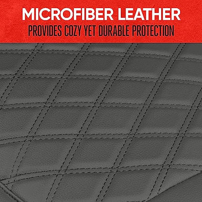 Motor Trend Car Seat Cushion, 2 Pack - Diamond Stitched Faux Leather Seat Covers for Cars Trucks SUV, Gray Padded Car Seat Covers with Storage Pockets, Premium Automotive Seat Covers for Front Seats