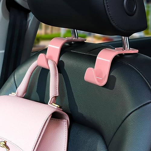 Soleebee 4 Pack Car Seat Hooks - Universal Auto Hooks, Back Seat Hangers, Storage Organizer (Pink) - color: Pink