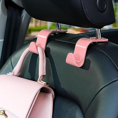 Soleebee 4 Pack Car Seat Hooks - Universal Auto Hooks, Back Seat Hangers, Storage Organizer (Pink) - color: Pink