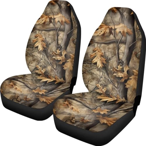 Howilath 2 Piece Car Front Seat Covers Set Anti-Slip Camo Oak Hunting Wood Auto Seats Protector Interior Accessories Fit SUV Sedan Truck - color: Camo Oak Hunting Wood