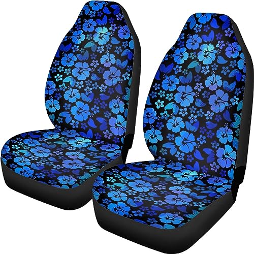 Hawaiian Hibiscus Front Seat Covers for Cars Trucks SUV Blue Floral Tropical Flower 2-Pack Car Seat Covers Auto Interior Covers for Truck Van SUV - color: Tropical Flower