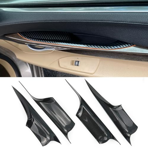 4PCS Car Door Handle Cover Fit for BMW 7 Series F02 730Ld 740Li 750Li 760Li 2009-2015 Interior Door Pull Handles Protective Decorate Covers (Carbon Fiber Color) - color: F02 4PCS Carbon fiber color