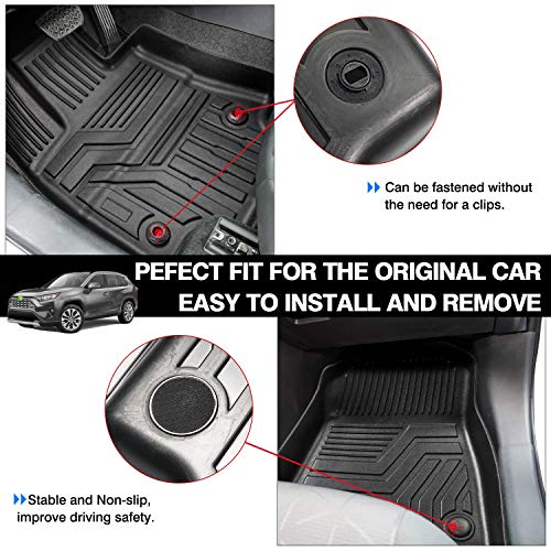 Floor Mats for 2019-2024 2025 Toyota RAV4 Accessories All Weather Floor Liner 3D TPO 1st & 2nd Row Floor Mat Heavy-Duty Floor Liners(FIT All Models) - size: 14)Toyota RAV4｜19-25｜1st & 2nd Row