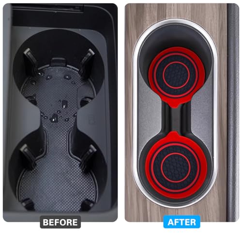 Mandark Car Cup Holder Coaster, 2.75 Inch Non-Slip Vehicle Cup Holder Insert Mats, Dustproof Automotive Interior Console Cup Insulated Pads Accessories, Universal for SUV, Sedan, Truck (Red) - color: Red