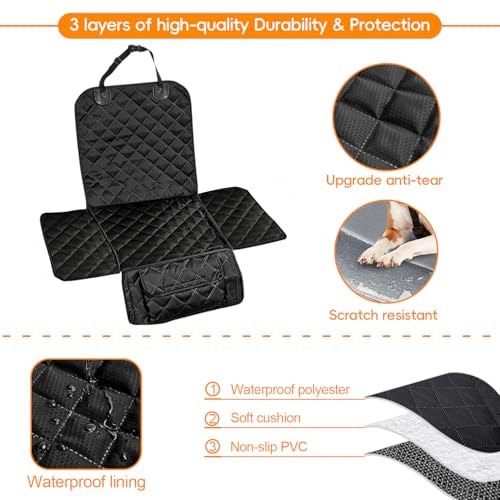 Dog Car Seat Cover for Front Seat, Waterproof & Scratch-Proof Pet Seat Protector, Nonslip Car Seat Cover for Dogs, Universal Fit for Cars, Trucks & SUVs, Standard Size - size: Black Passenger Car Cover