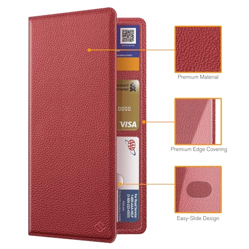 FINPAC Car Registration and Insurance Card Holder, Vehicle Glove Box Card Organizer Wallet Automobile Accessories for License - color: Poppy Red