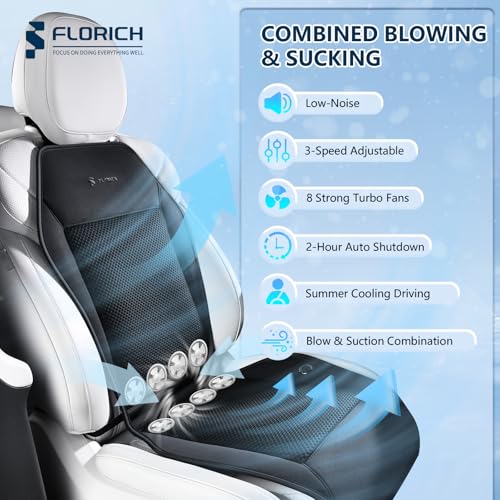 Cooling Car Seat Covers with 8 Turbo Fans Blowing & Suction Ventilated Car Seat Cushion 12V-24V 3-Speed Adjustable Car Seats Cooling Pad Universal Fit for Car SUV Truck Van Summer Driving