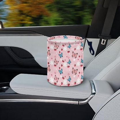 Butterfly Daisy Car Trash Storage Box Multifunctional Garbage Bags for Car, Office, Home, Travel Camping Accessories, Easy to Clean - color: Butterfly Daisy Pattern