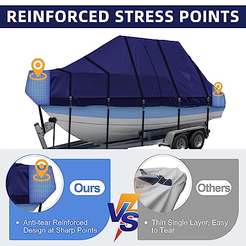 900D T Top Boat Cover -Heavy Duty Waterproof Trailerable Center Console Boat Cover fits for Beam Width Up to 106", Navy - color: navy, size: 18-20' Long (Beam Width Up to 102")