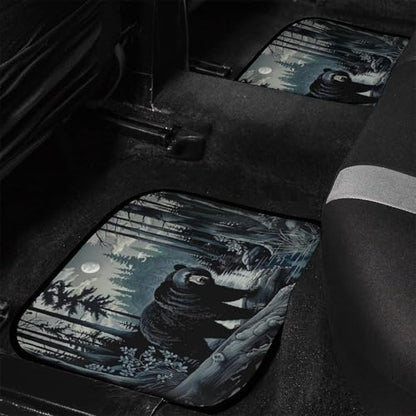 Delerain Black Bear Night Trees 4-Piece Car Floor Mats Front and Rear Rubber Backing Carpet, Auto Foot Mats All Weather Universal Fit Car Decor Accessories Fit for SUV, Vans, Sedans, Trucks