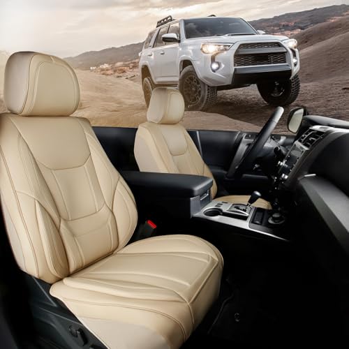 Coverland Custom Fit Car Seat Covers for SUV Compatible with [RAV4, CR‑V, Equinox, Explorer, Rogue, Forester, Tucson] Premium Waterproof Non-Slip Interior Seat Protector [Front Beige - Size Chart A10] - color: Front - Beige, size: A10 (See Vehicle Size Ch