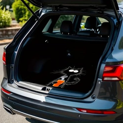 Universal Car Trunk Mat 29" x 39", Cat with Coffee Cup All Weather Trunk Protection Cargo Liner,Durable Cargo Mat Rear Trunk Liner, Stylish Vehicle Interior Accessories Suitable for Most Car Models - color: Cat with Coffee Cup