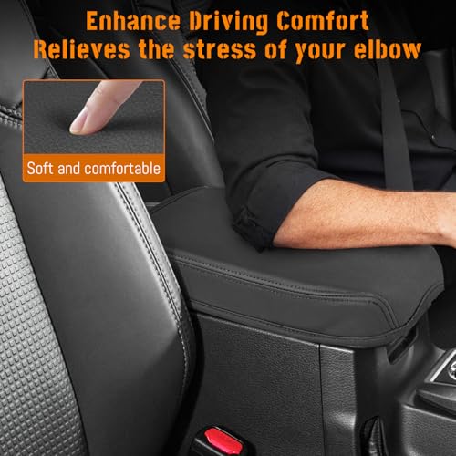 Center Console Cover fit for Toyota Tacoma 2016 2017 2018 2019 2020 2021 2022 2023,Soft Microfiber Leather Middle Console Armrest Cover,Arm Rest Box Lid Cushion Protector,Easy Clean,Black - color: Smooth Plain - Black