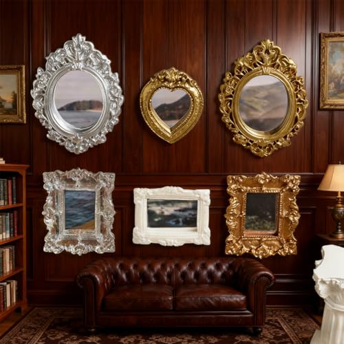 Miniature Dollhouse Accessories 4 Pcs Dollhouse Picture Frames Doll House Furniture for Handmade Lovers and 1:12 Scale Dollhouse Enthusiasts (Silver) - color: Silver Frames