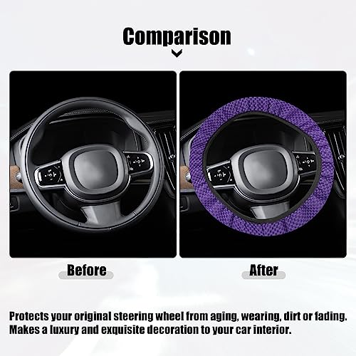 X AUTOHAUX Steering Wheel Cover Universal Elastic Stretch Antislip Breathable Microfiber Ice Silk Interior Trim Wheel Protector for Car Truck SUV Purple - color: Purple