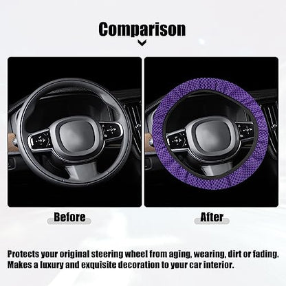X AUTOHAUX Steering Wheel Cover Universal Elastic Stretch Antislip Breathable Microfiber Ice Silk Interior Trim Wheel Protector for Car Truck SUV Purple - color: Purple