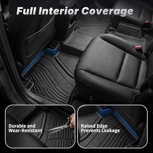 OEDRO Floor Mats & Trunk Cargo Mat with Backrest Mat Fit for 2024 2025 2026 Hyundai Santa Fe Gas 6/7 Seats, TPE All Weather Custom Fit Floor Liners, Car Mats Full Set Accessories, Black - style: 24-26 Santa Fe Gas Full Mats Set with Backrest Mat
