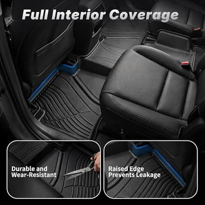 OEDRO Floor Mats & Trunk Cargo Mat with Backrest Mat Fit for 2024 2025 2026 Hyundai Santa Fe Gas 6/7 Seats, TPE All Weather Custom Fit Floor Liners, Car Mats Full Set Accessories, Black - style: 24-26 Santa Fe Gas Full Mats Set with Backrest Mat