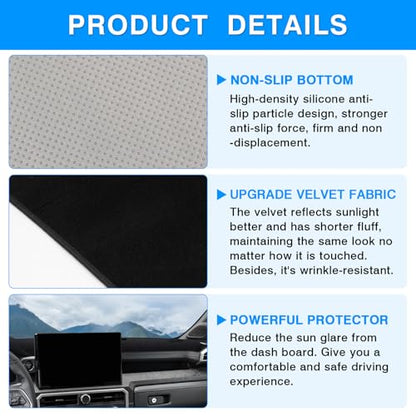 Autorder Dashboard Cover Mat for 2024 2025 2026 Toyota Tacoma / 2025 2026 Toyota 4runner Accessories Dash Cover Upgrade Velvet Dash Mat UV Rays Protector - size: 2024-2026 Toyota Tacoma