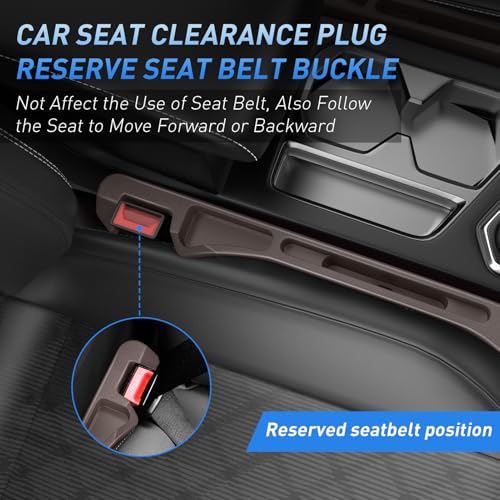 Car Seat Gap Filler 2Pack, Inserts Between Seats Console with Organizer Storage Upgraded Phone Holder Car Side Seat Gap Fillers Cars Front Seats Fill Plug Car Essentials for Vehicle SUV Truck (Brown) - color: Brown