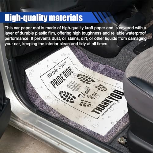 50PCS Car Kraft Paper Floor Mats, 15x19 Inch Waterproof Temporary Vehicle Floor Protective Pads, Disposable Automotive Wash & Detailing Supplies (White) - color: White
