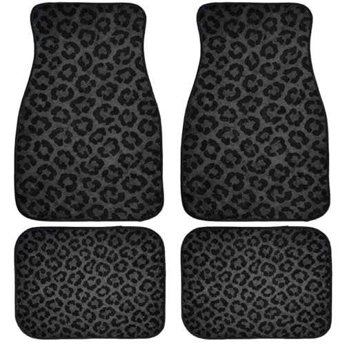 Black Leopard Car Floor Mats Set of 4 Leopard Print Carpet Front Rear Carpets Mat Decorative Car Floor Carpets Non-Slip Auto Car Accessories Universal Fit Car Accessories for Truck - color: Black Leopard