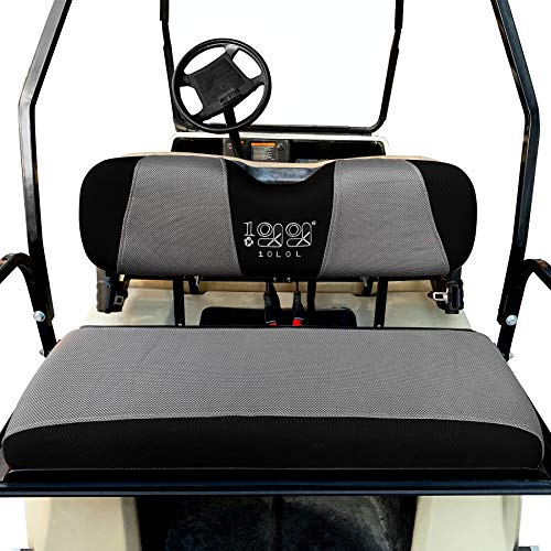 10L0L Golf Cart Seat Covers, Super Comfort Cooler Than Vinyl Seat Cover, Front and Rear Seat Cover for Yamaha EZGO Club Car, No Drilling Breathable Mesh Bench Seat Blanket, Machine Washable - color: Dark Gray + Black, style: Rear Seat - Universal for Yama