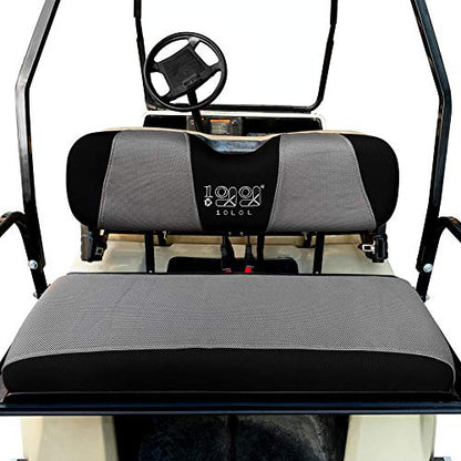 10L0L Golf Cart Seat Covers, Super Comfort Cooler Than Vinyl Seat Cover, Front and Rear Seat Cover for Yamaha EZGO Club Car, No Drilling Breathable Mesh Bench Seat Blanket, Machine Washable - color: Dark Gray + Black, style: Rear Seat - Universal for Yama