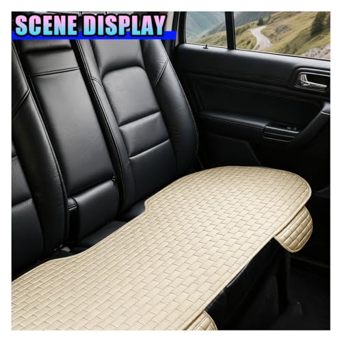 Car Rear Seat Cover, Comfortable Linen Automotive Seat Pad with Storage Pocket, Anti-Slip Breathable Vehicle Seats Protection Mat, Universal Car Bench Seats Pad for SUV, Truck (Beige-L) - size: Beige-L