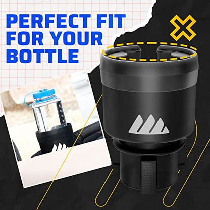 Integral Hydro Expander - Car Cup Holder Expander Organizer with Adjustable Base - Rubber Tabs Hold Most 32-40 oz Bottles and Large Cups
