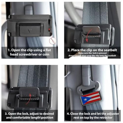2PCS Puerto Rico Flag Car Seatbelt Adjuster car Universal Car Seat Belt Pads Cover for More Comfortable Driving, Seat Belt Shoulder Strap - color: Puerto Rico Flag