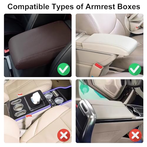 NBTEPEM Bling Car Center Console Cover, Leather Car Arm Rest Cover Cushion with 2 Storage Bags, Universal Auto Armrest Protector Storage Box, Bling Accessories Interior for Most Vehicles (Silver)