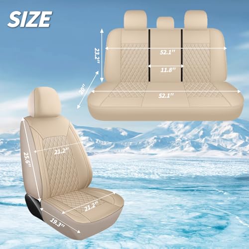 HChengkikz Car Seat Covers, Breathable and Waterproof Leather Seat Covers, Luxury PU Universal Fit Automotive Airbag Compatible for Most Cars Sedans SUV and Truck (2 Pieces, Front Seat, Beige) - color: N1 Beige, size: Front Seat