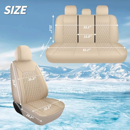 HChengkikz Car Seat Covers, Breathable and Waterproof Leather Seat Covers, Luxury PU Universal Fit Automotive Airbag Compatible for Most Cars Sedans SUV and Truck (2 Pieces, Front Seat, Beige) - color: N1 Beige, size: Front Seat
