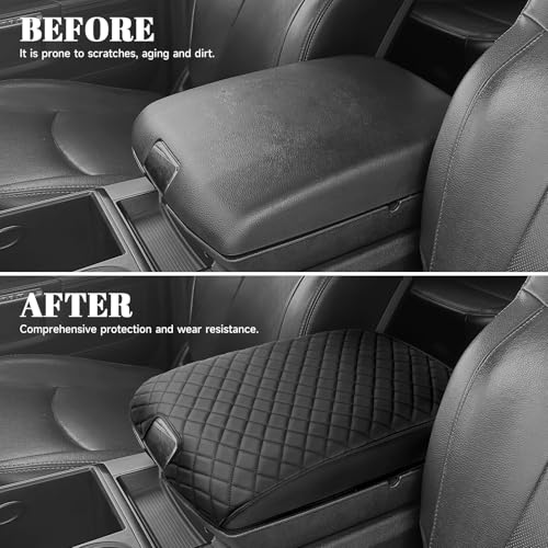 Center Console Cover Pad for Dodge 2013-2018 RAM 1500 & 2013-2025 RAM 1500/2500/3500 Classic Model Accessories (Only for Jump Seat Console) Leather Material Interior Armrest Cover