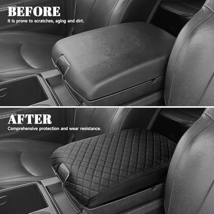 Center Console Cover Pad for Dodge 2013-2018 RAM 1500 & 2013-2025 RAM 1500/2500/3500 Classic Model Accessories (Only for Jump Seat Console) Leather Material Interior Armrest Cover