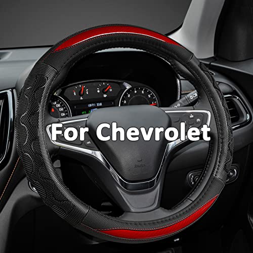 GIANT PANDA Steering Wheel Cover for Chevy Silverado - Car Steering Wheel Cover for Chevrolet Colorado Tahoe - Red - color: A-Black+Red