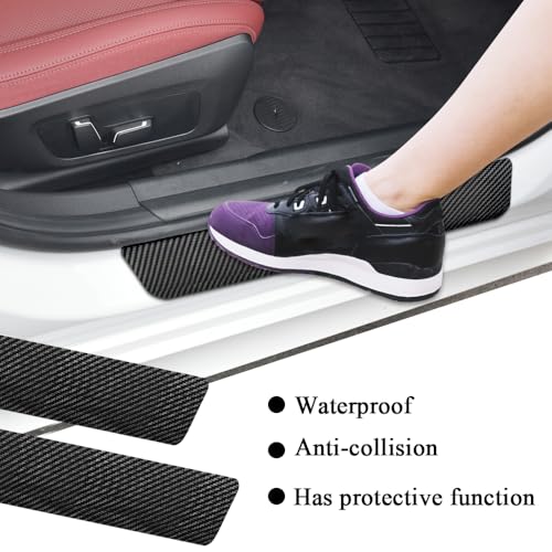 4PCS Car Door Sill Protector, Car Door Edge Guards, Carbon Fiber Wrap Film, Interior Decoration Anti-Scratch Threshold Strips Universal for Most Vehicles
